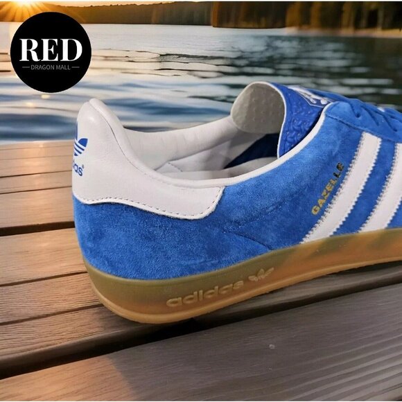 Adidas Gazelle Indoor Casual Low top Sneakers Blue White H06260 - Men's Size 11 - Picture 10 of 16
